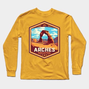 Arches National Park Vintage WPA Style National Parks Art Long Sleeve T-Shirt